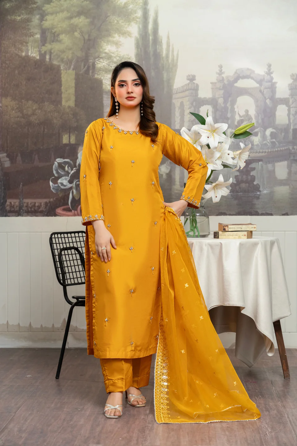 Golden Mustard Silk Festive Suit