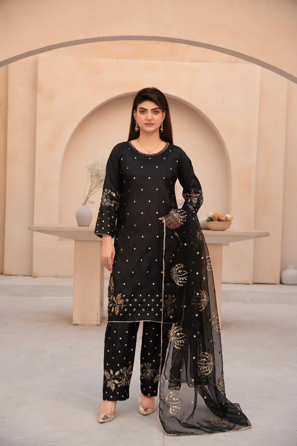 Classic Black & Gold Botanical Suit